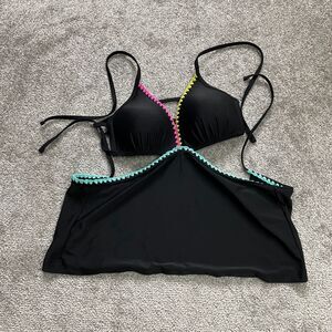 Unbranded Swimwear Tankini Womens Medium Black Halter Cutout Stitch Summer Beach